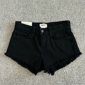 NWT | L’AGENCE | Zoé Le Vintage Frayed Denim Shorts | Black | Size 22